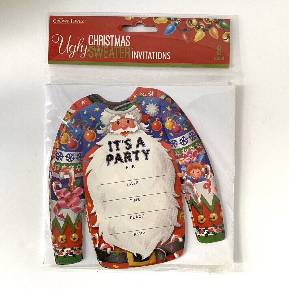 8 Ugly Sweater Christmas Invitations Assorted Design in each package NEW Holidat